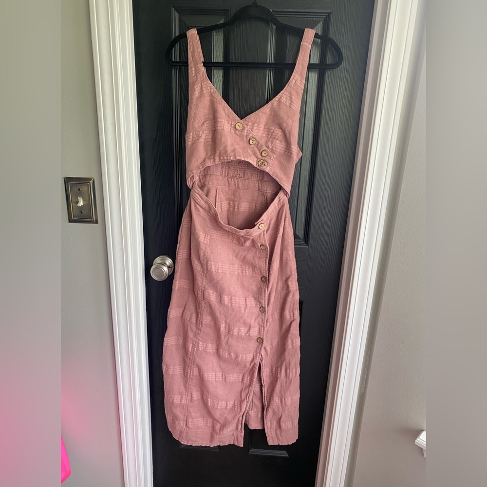 Free People Mauve Pink Cutout Midi Dress